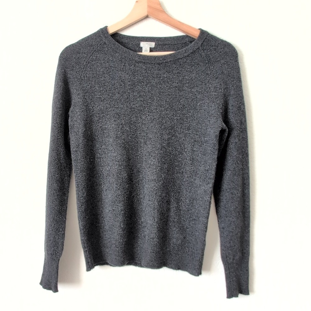 Halogen Womens 100% Cashmere Crewneck Sweater Charcoal Gray XS Old Money Luxury
